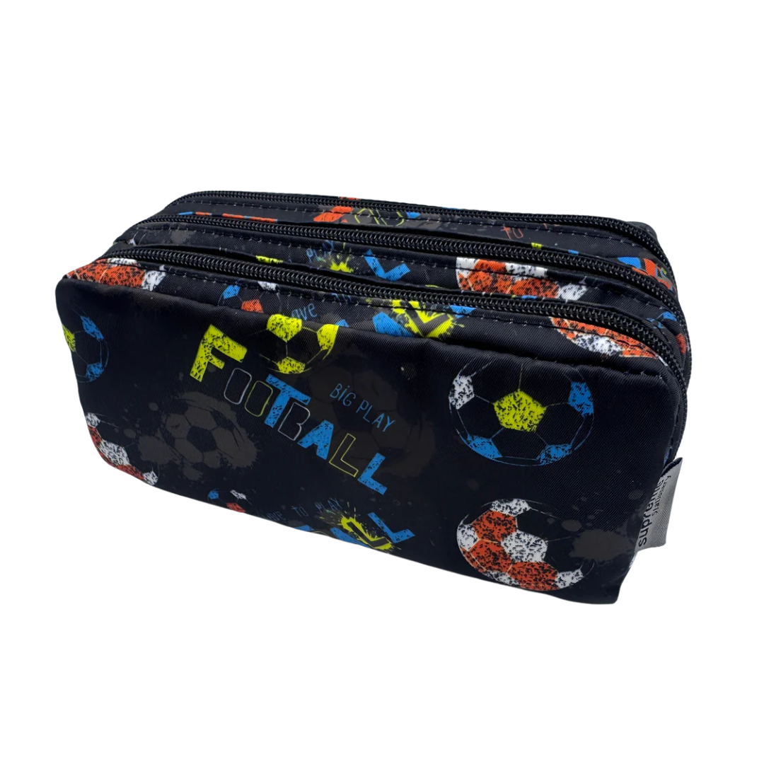 TRIPLE PENCIL CASE FOOTBALL (PC-1861)