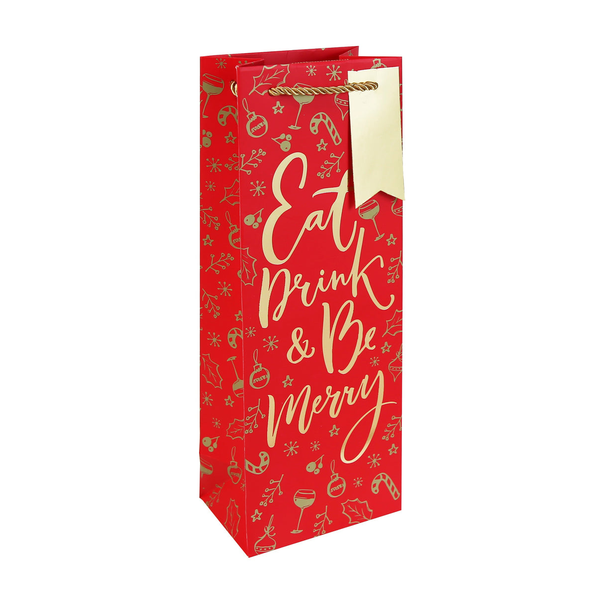 XMAS BE MERRY BOTTLE BAG (X-36169-4C)