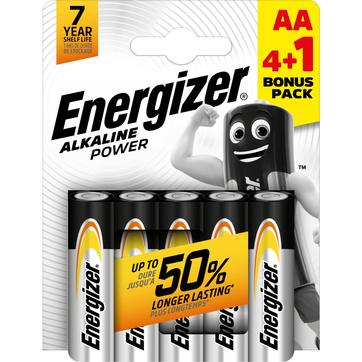 ENERGIZER ALKALINE PWER AA 4 + 1 FREE