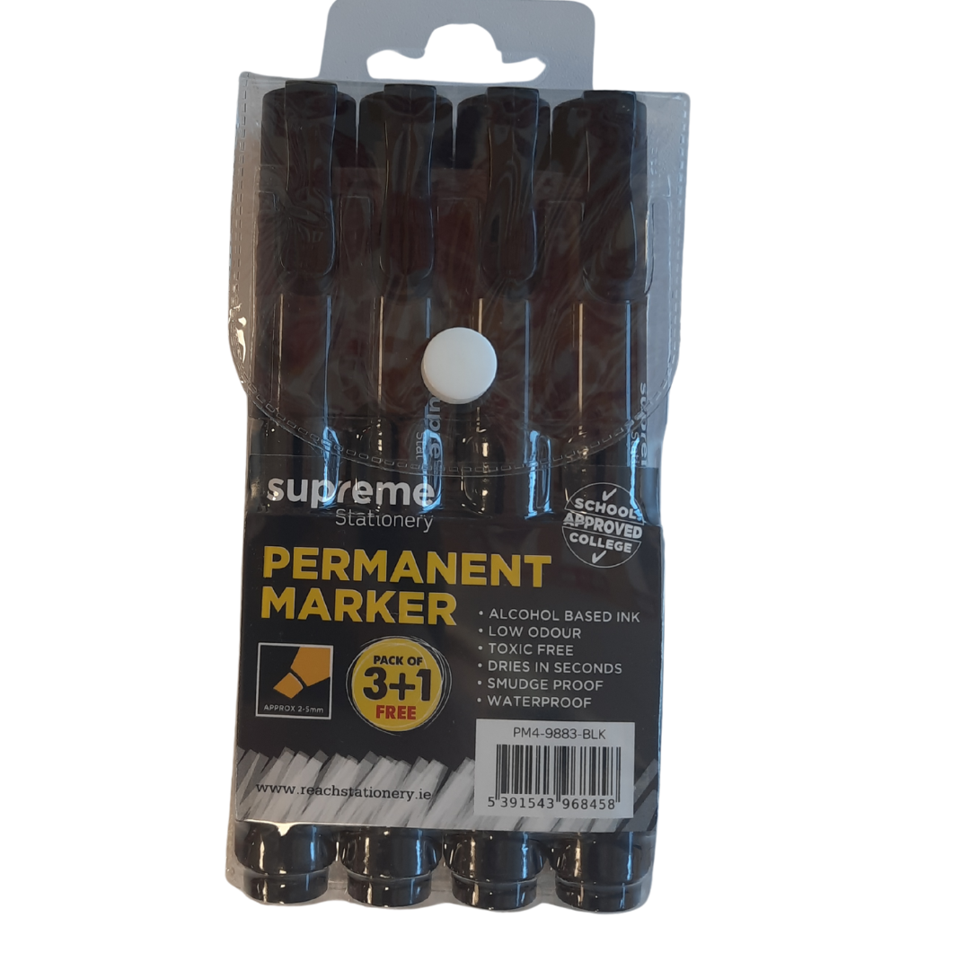 PERMANENT MARKERS 4PK BLK (PM4-9883BLK)