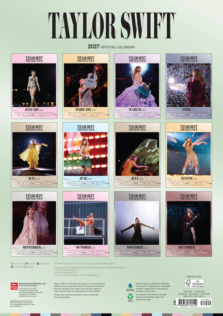 TAYLOR SWIFT 2027 A3 CALENDAR (6210)