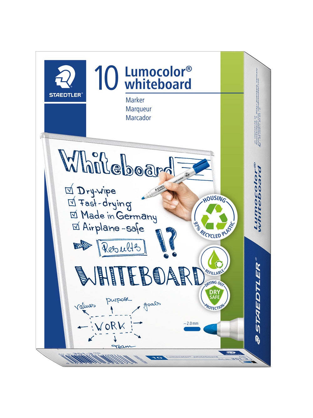 STAEDTLER W/BOARD MARKER BLU BOX (351-3)