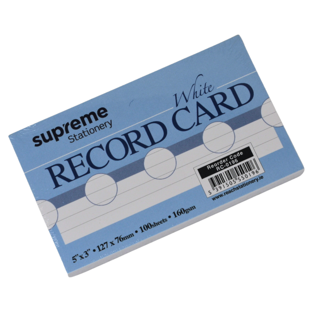 RECORD CARD 5X3 WHITE RULED (RC-0196)