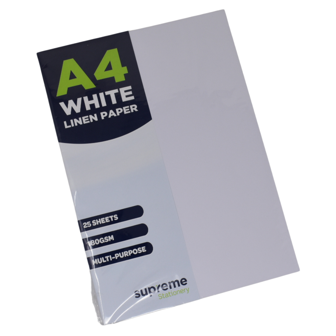 LINEN CARD A4 WHITE 25PK 180GSM(LP-9817)