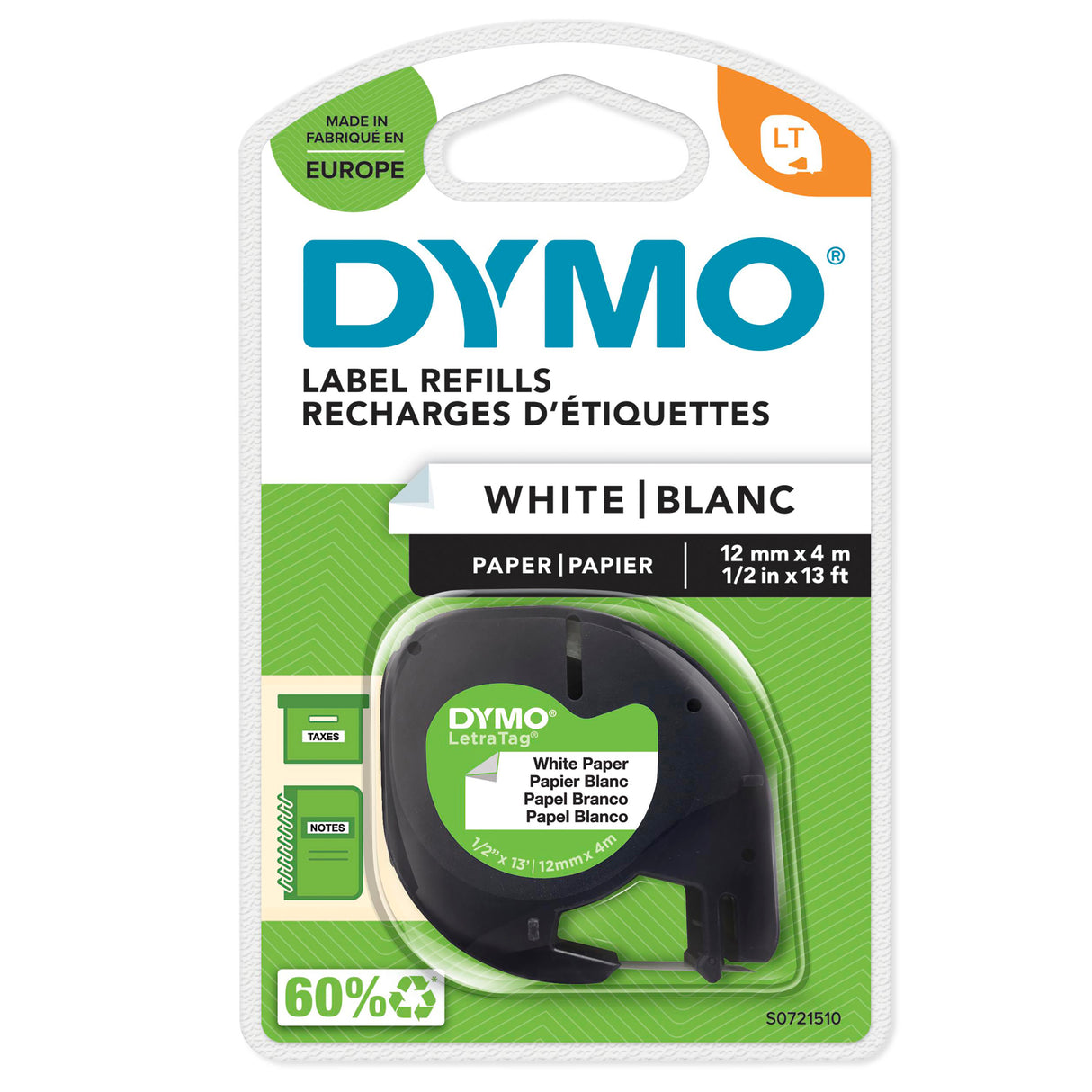 DYMO PAPER BLK/WHT TAPE EU (S0721510)
