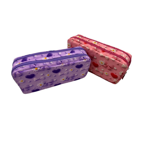 DOUBLE PENCIL CASE HEARTS BOWS (PC-5586)
