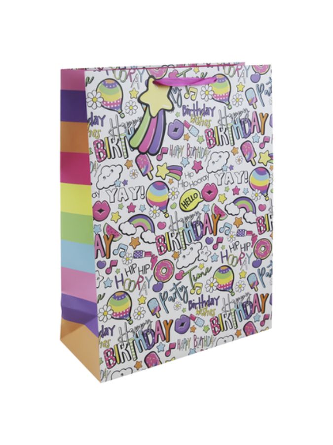 GIFT BAG GIRLY TEXT XL (33955-1WC)