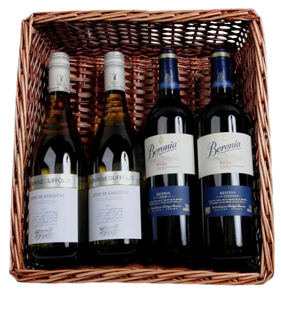 BASKET 4 BOTTLE RUSTIC (475526)