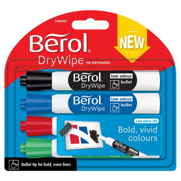 BEROL DRYWIPE MARKER ASSTD BL4 (1984863)