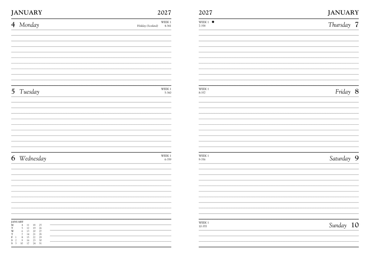 DIARY 2027 A5 WEEK TO VIEW AST (27-TA53)