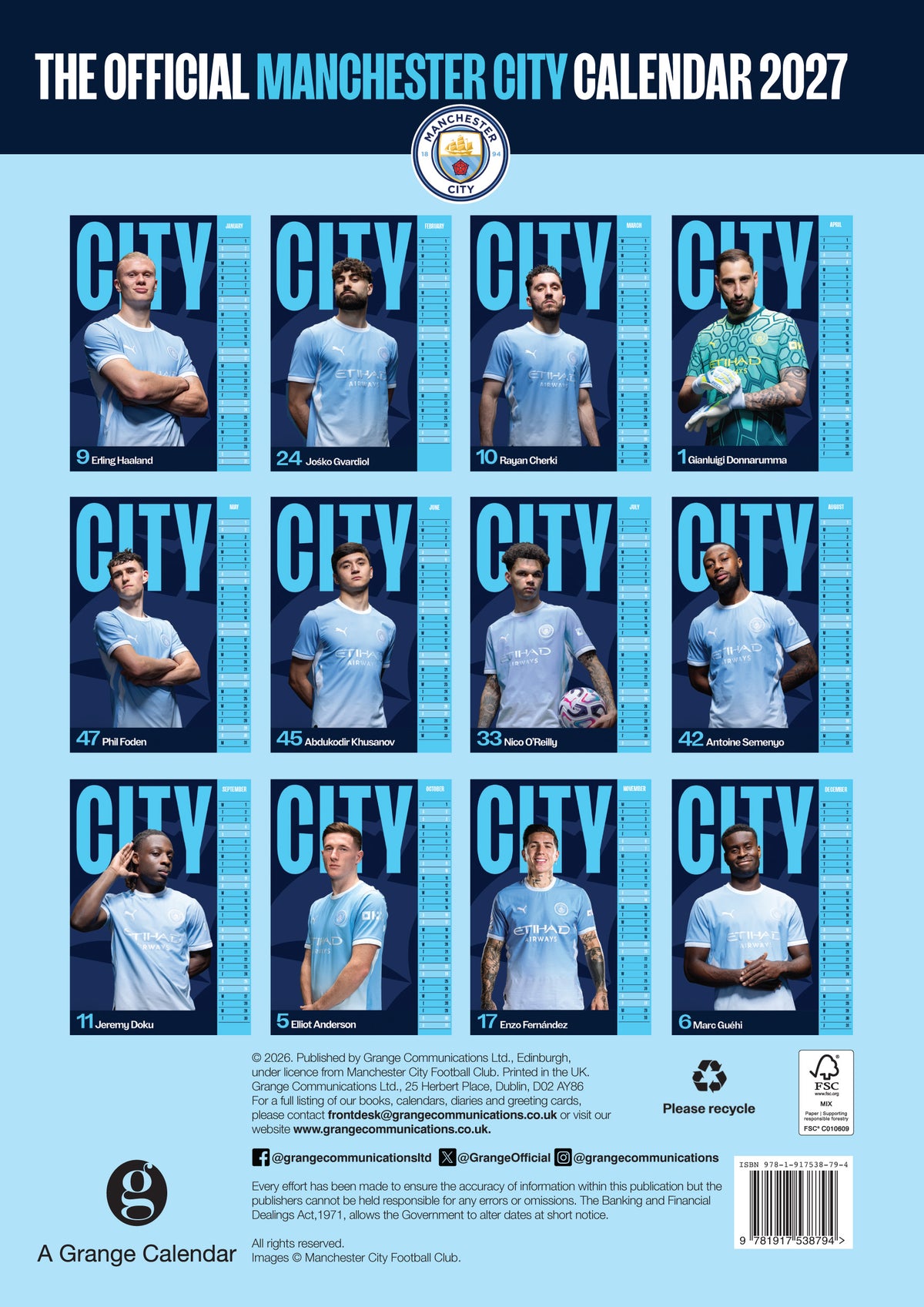MANCHESTER CITY FC 2027 A3 CAL (8794)