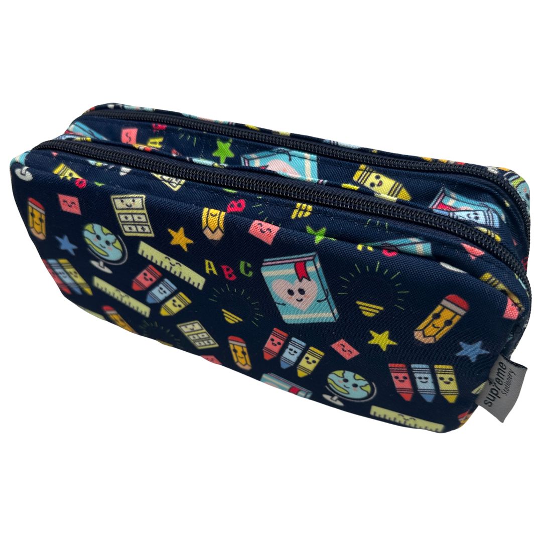 DOUBLE PENCIL CASE SCHOOL NAVY (PC-1824)