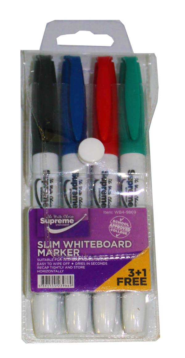 WHITEBOARD MARKERS 4PK SLIM (WB4-9869)