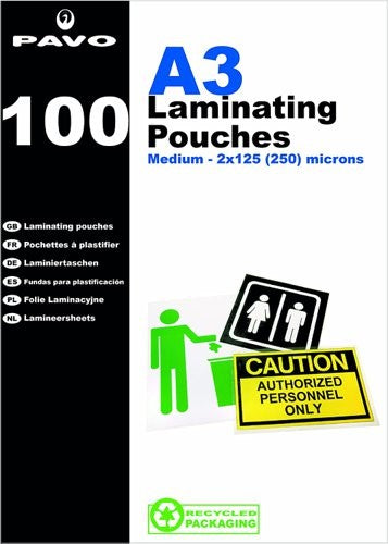 PAVO LAMINATING POUCH A3 250M 100 (5895)