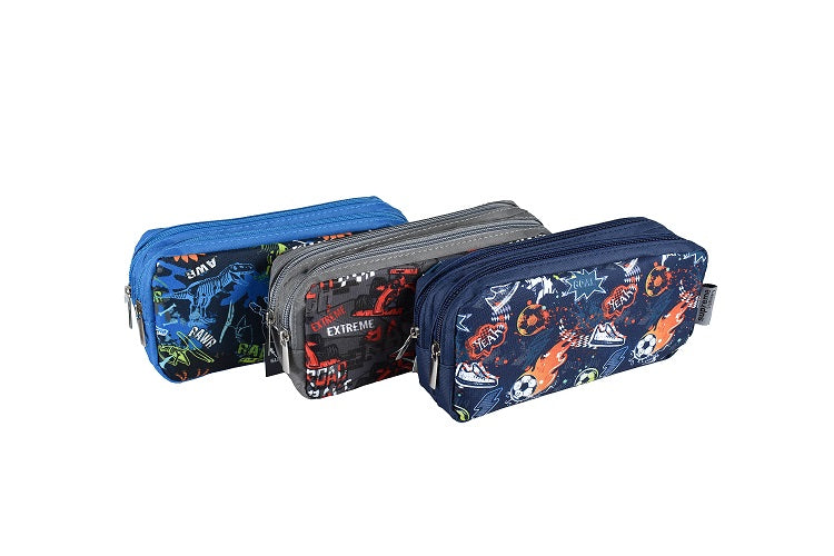 DOUBLE PENCIL CASE BOYS MIX (PC-7710)