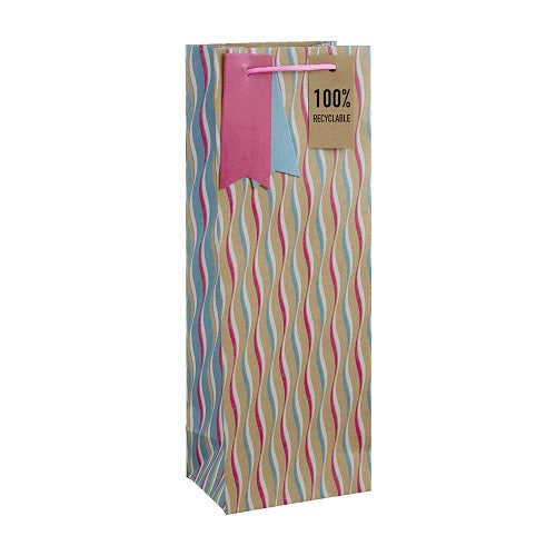 GIFT BAG WAVES KRAFT BOTTLE (30582-4C)