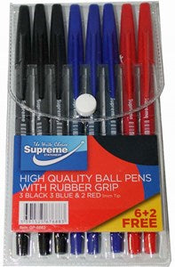 BALL POINT PEN RUBBER GRIP 8PK (GP-6883)