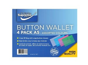 BUTTON WALLET A5 ASST 4PK (W-206B)