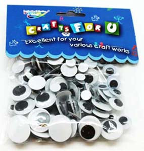 GOOGLY EYES ASST BLK/WHT 100PK (YJ-014)