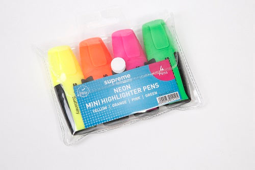 HIGHLGHTER MINI NEON 4PK (HL-4125)