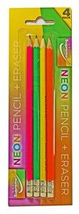 PENCIL HB R/TOP 4PK NEON (HB-5644)