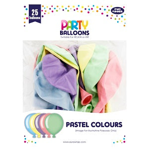 PARTY BALLOONS PASTEL 25PK (12924-MPC)