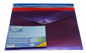 BUTTON WALLET A4 ASST 4PK (W-209B)