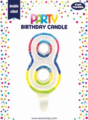 BIRTHDAY CANDLE 8 GLITTERED (6828-8-OBB)
