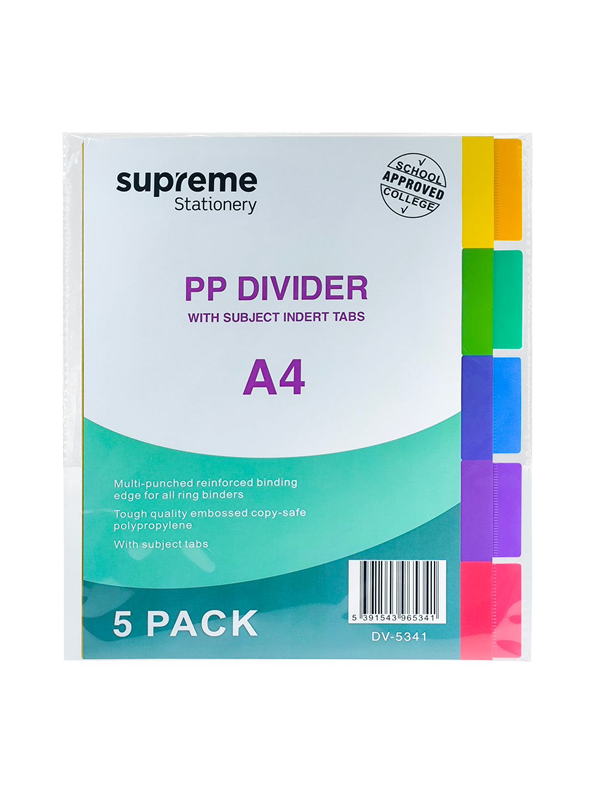 A4 PP DIVIDERS 5PT INSERT TAB (DV-5341)