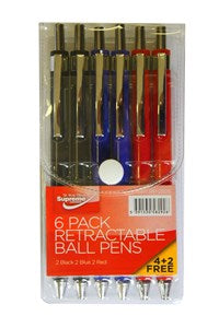 BALL POINT PEN RETRACTABLE 6PK (RP-2926)