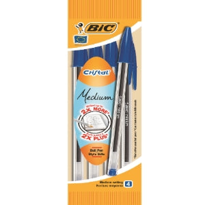 BIC CRISTAL PENS BLUE 4PK (8308601)