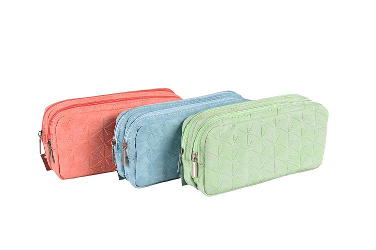 DOUBLE PENCIL CASE GRN PNK BLU (PC-7659)