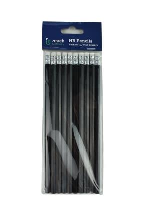 PENCIL HB RUBBER TOP 10 PK (HB-4357)