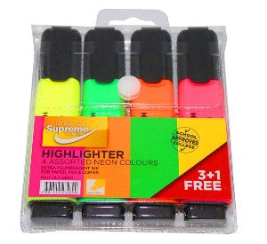 HIGHLIGHTER 4PK ASSORTED COLS (HL4-9890)