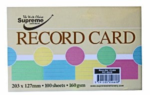 RECORD CARD 8X5 ASST COLOUR (RC-6648)