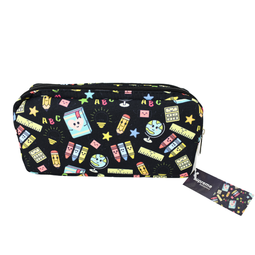 DOUBLE PENCIL CASE SCHOOL BLK (PC-7550)