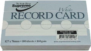 RECORD CARD 5X3 WHITE RULED (RC-0196)