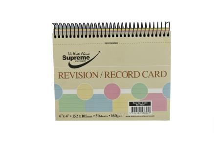 RECORD CARD 6X4 SPIRAL ASST (SC-8539)