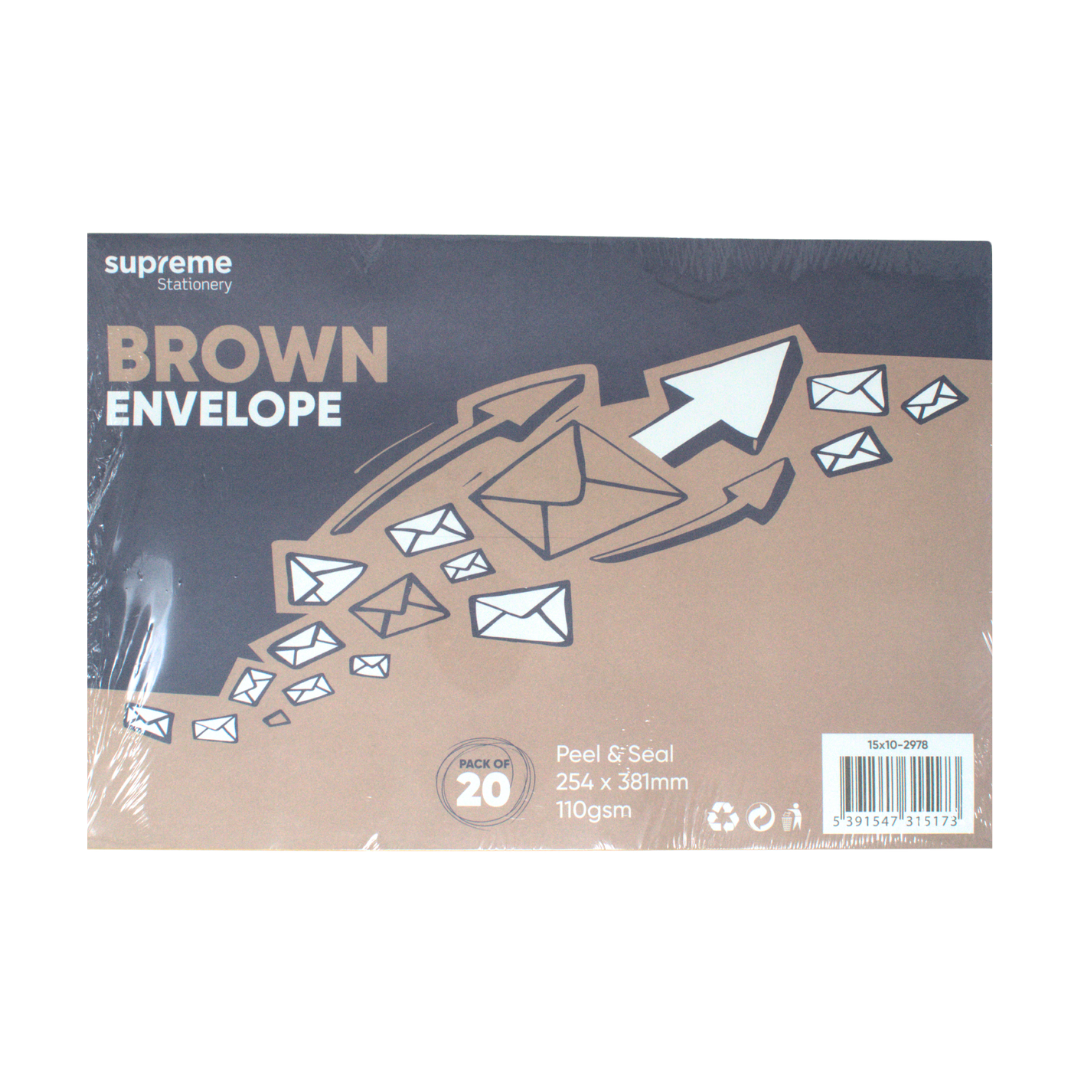 ENVELOPE 15X10 BROWN 20PK (15X10-2978)