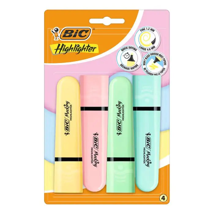 BIC HIGHLIGHTER ASSORTED PASTEL (517953)